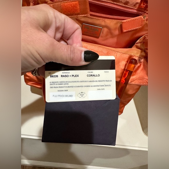 Prada Raso (Orange) Plex Tote w/card - Picture 11 of 16